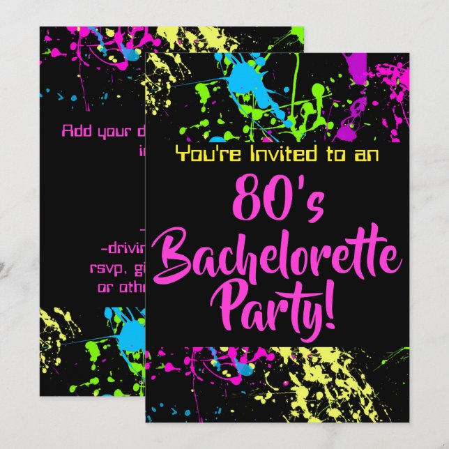 80s Bachelorette Party Invitation (Front/Back)