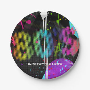 80's Bash Retro Rainbow Splash Birthday Party Paper Plate