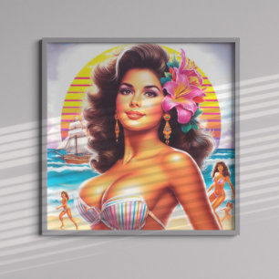 80s Beach Girl Poster