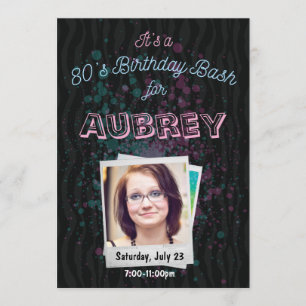 80s Birthday Bash Invitation - 1980s theme 5x7