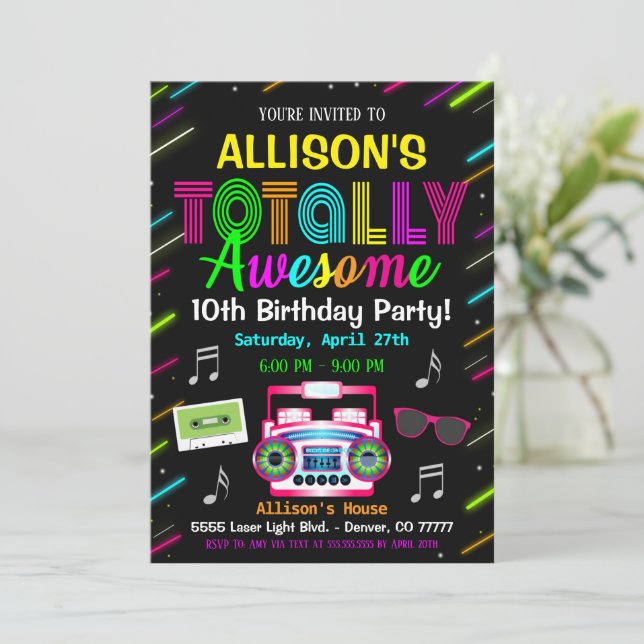 80's Birthday Invitation (Standing Front)