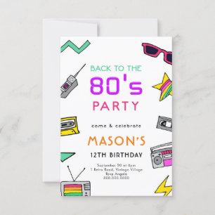 80's Birthday Party Invitation Retro Theme