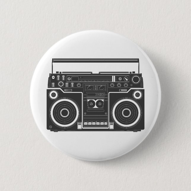 80s Boombox 6 Cm Round Badge (Front)