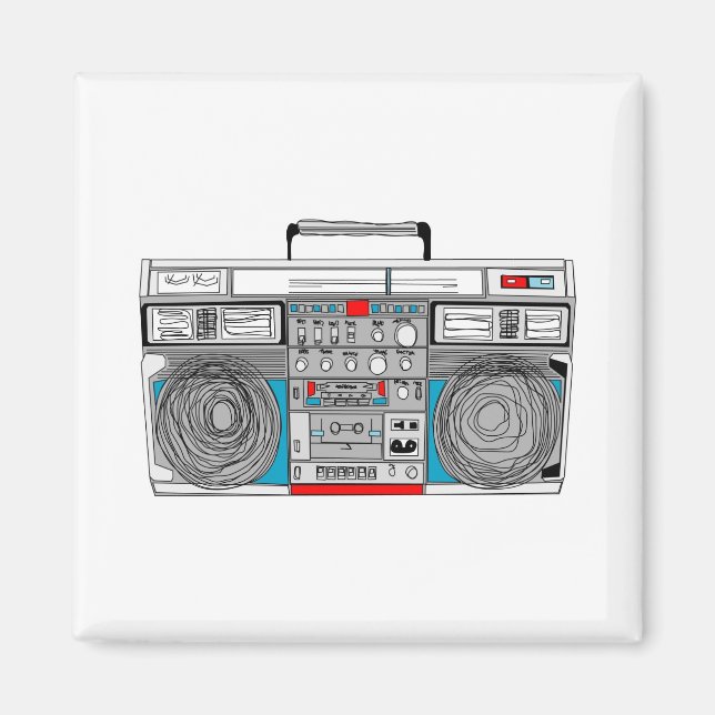80s boombox illustration magnet (Front)