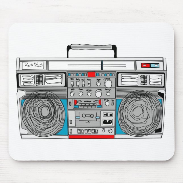 80s boombox illustration mouse mat (Front)