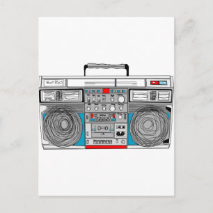 80s boombox illustration postcard
