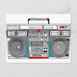 80s boombox illustration postcard