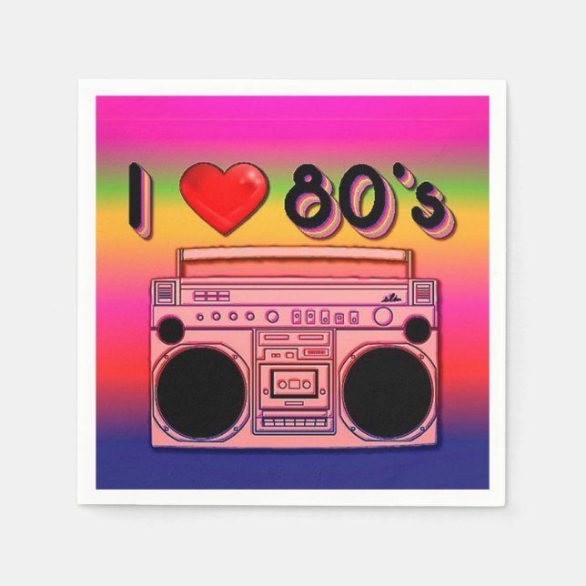 80's Boombox Party Napkins (Front)