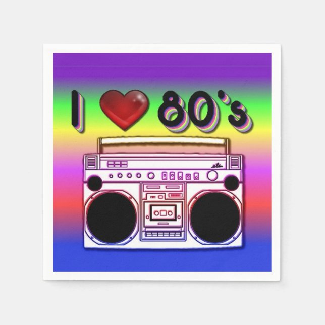 80's Boombox Party Napkins (Front)