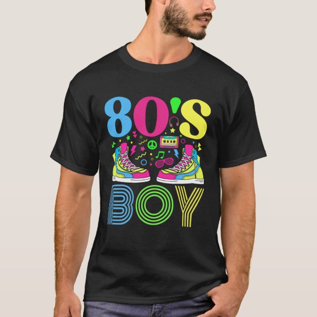 80s Boy 1980s Fashion 80 Theme Party Outfit Eighti T-Shirt (Front)