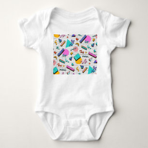 80s Bright Chequered: Vintage Geometric. Baby Bodysuit