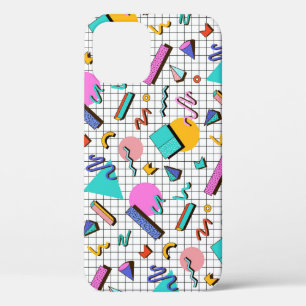 80s Bright Chequered: Vintage Geometric. iPhone 12 Case