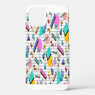80s Bright Chequered: Vintage Geometric. iPhone 12 Case