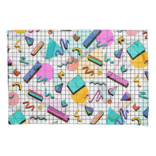 80s Bright Chequered: Vintage Geometric. Pillowcase