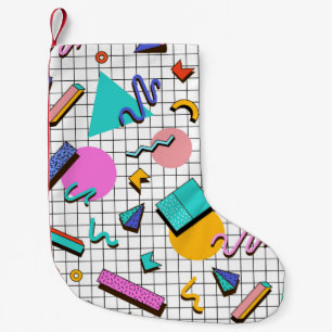 80s Bright Chequered: Vintage Geometric. Small Christmas Stocking