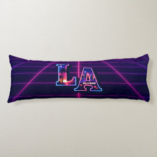 80s California Style Neon LA Typography Art Body Cushion