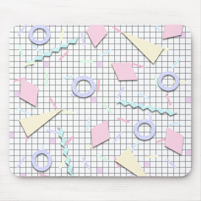 80s Candy Pastel Geo Print Mouse Mat (Front)