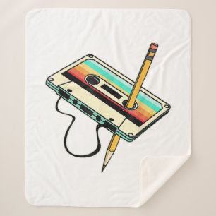 80s Cassette Tape Pencil 1980s Retro Vintage Throw