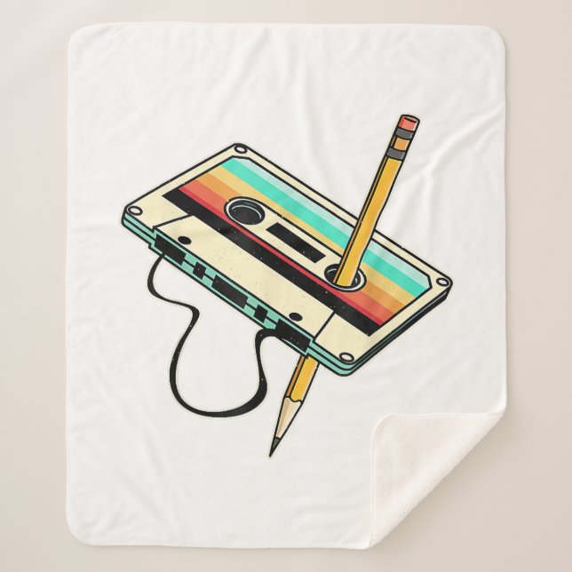 80s Cassette Tape Pencil 1980s Retro Vintage Throw (Front)