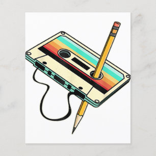 80s Cassette Tape Pencil 1980s Retro Vintage Throw
