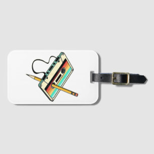 80s Cassette Tape Pencil 1980s Retro Vintage Throw Luggage Tag