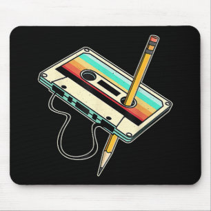 80s Cassette Tape Pencil 1980s Retro Vintage Throw Mouse Mat