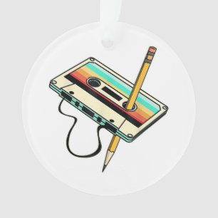 80s Cassette Tape Pencil 1980s Retro Vintage Throw Ornament