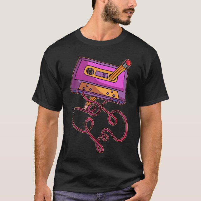 80s Cassetteape Pencil 1980s Retro Vintagehrowback T-Shirt (Front)