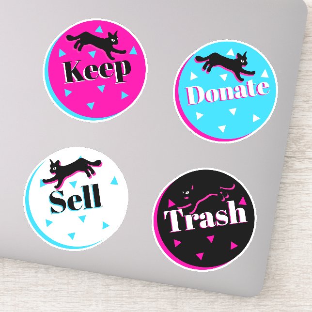 80s Cats Black Pink Geometric Konmari Organising (Detail)