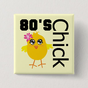 80's Chick 15 Cm Square Badge
