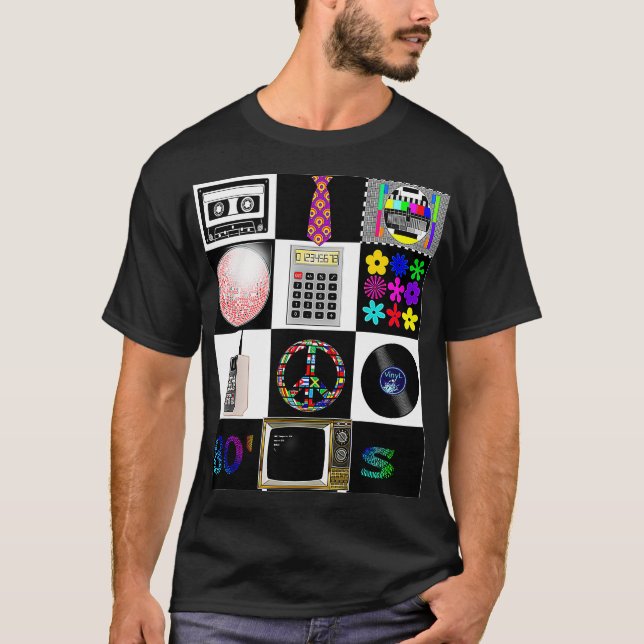 80s Collage DiscoballMixtape CalculatorFlower T-Shirt (Front)