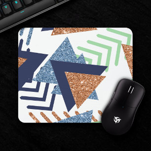 80s Colour Abstract   Navy Rose Gold Mint 90s Mouse Mat