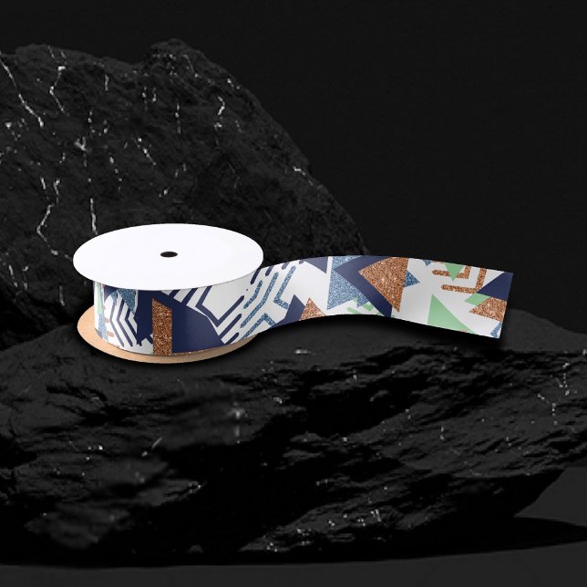 80s Colour Abstract | Navy Rose Gold Mint 90s Satin Ribbon (Creator Uploaded)