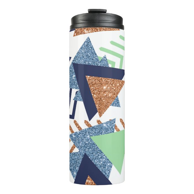 80s Colour Abstract | Navy Rose Gold Mint 90s Thermal Tumbler (Front)