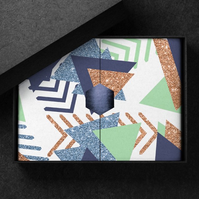 80s Colour Abstract | Navy Rose Gold Mint 90s Tissue Paper (Creator Uploaded)