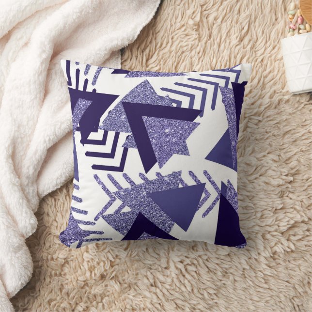 80s Cool Abstract | Purple Passion Shapes Pattern Cushion (Blanket)