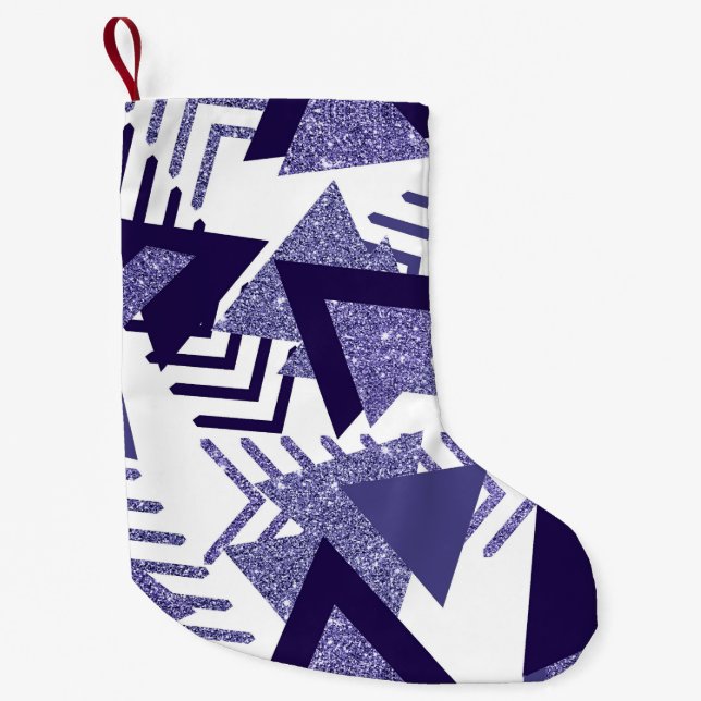 80s Cool Abstract | Purple Passion Shapes Pattern Small Christmas Stocking (Front)