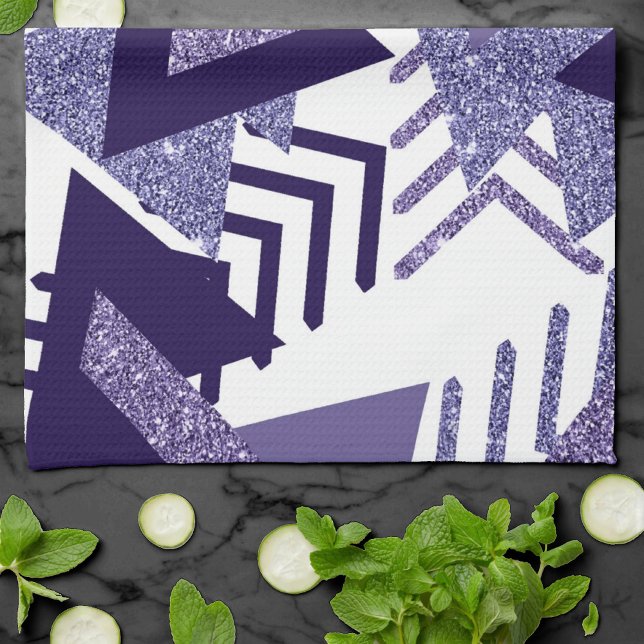 80s Cool Abstract | Purple Passion Shapes Pattern Tea Towel (Creator Uploaded)