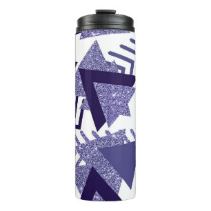 80s Cool Abstract   Purple Passion Shapes Pattern Thermal Tumbler