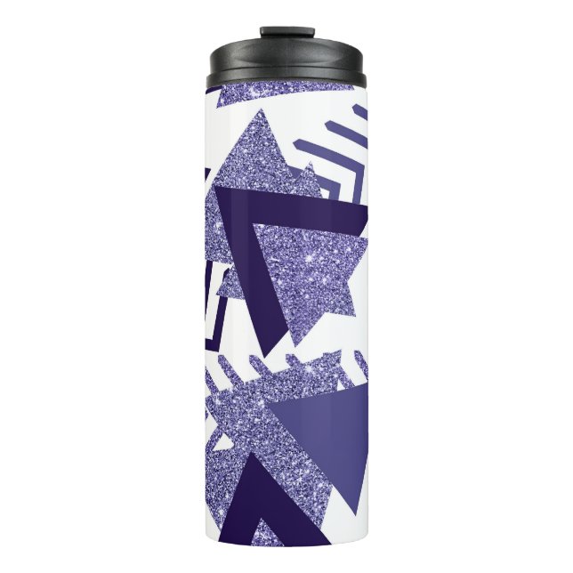 80s Cool Abstract | Purple Passion Shapes Pattern Thermal Tumbler (Front)