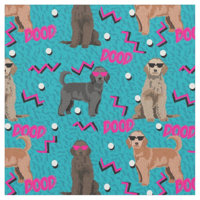 80s Cool Dood fabric golden doodle dog funny (Close Up)