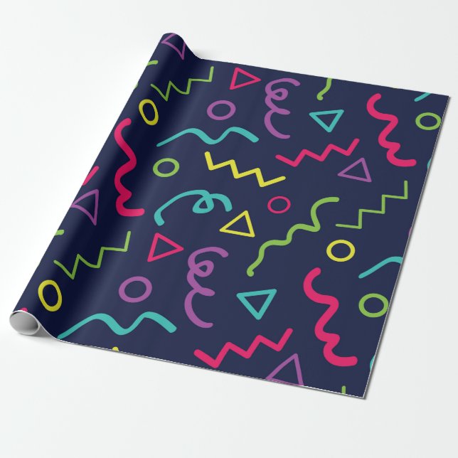 80s eighties retro party neon Memphis pattern Wrapping Paper (Unrolled)