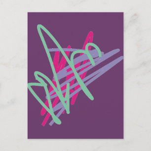 80s eighties vintage colours splash medley art gir postcard