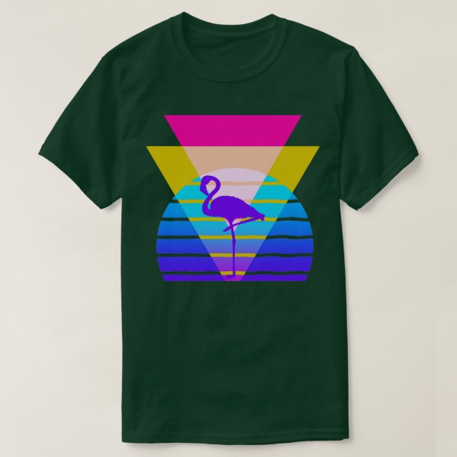 80s Flamingo Nostalgic Graphic T-Shirt (Design Front)