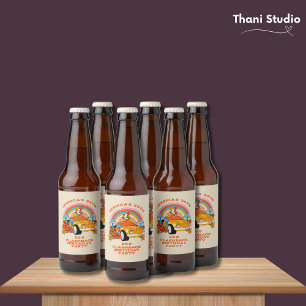 80s Flashback Vintage Retro Birthday Party Beige Beer Bottle Label