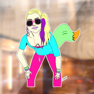 80s foxy girl window cling