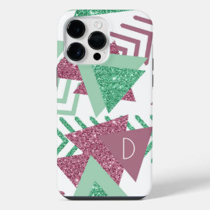 80s Fresh Abstract Pink and Green Shape Monogram iPhone 14 Pro Max Case