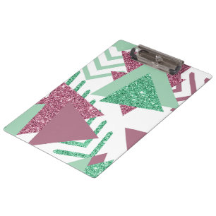 80s Fresh Abstract   Pink and Green Shapes Pattern Clipboard