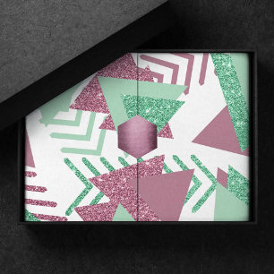 80s Fresh Abstract   Pink and Green Shapes Pattern Tissue Paper