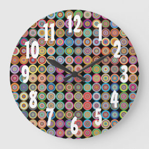 80s Funky Nostalgia Sophisticated Fancy Pattern Large Clock